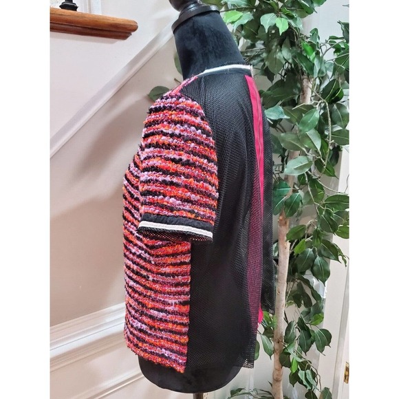 ASOS Womens Multicolor Striped Acrylic Short Sleeve Round Neck Top Blouse 10 - Picture 5 of 12